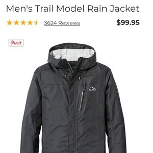 L.L. Bean Men's Trail Model Rain Jacket - Charcoal